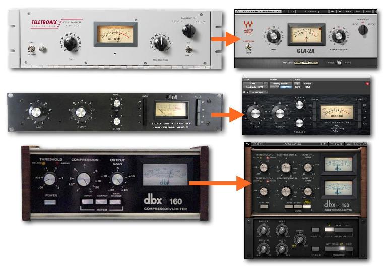 Fig 2 Some different (classic) compressors, and emulations of them in software
