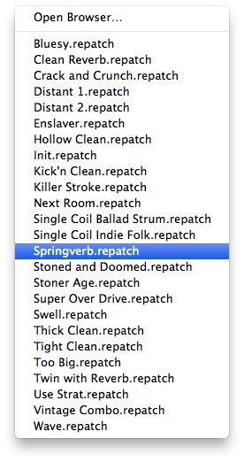 Flip through the presets to find a good selection of guitar tones.