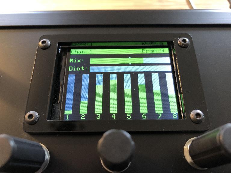 The LCD on the Turnado Hardware MIDI controller.
