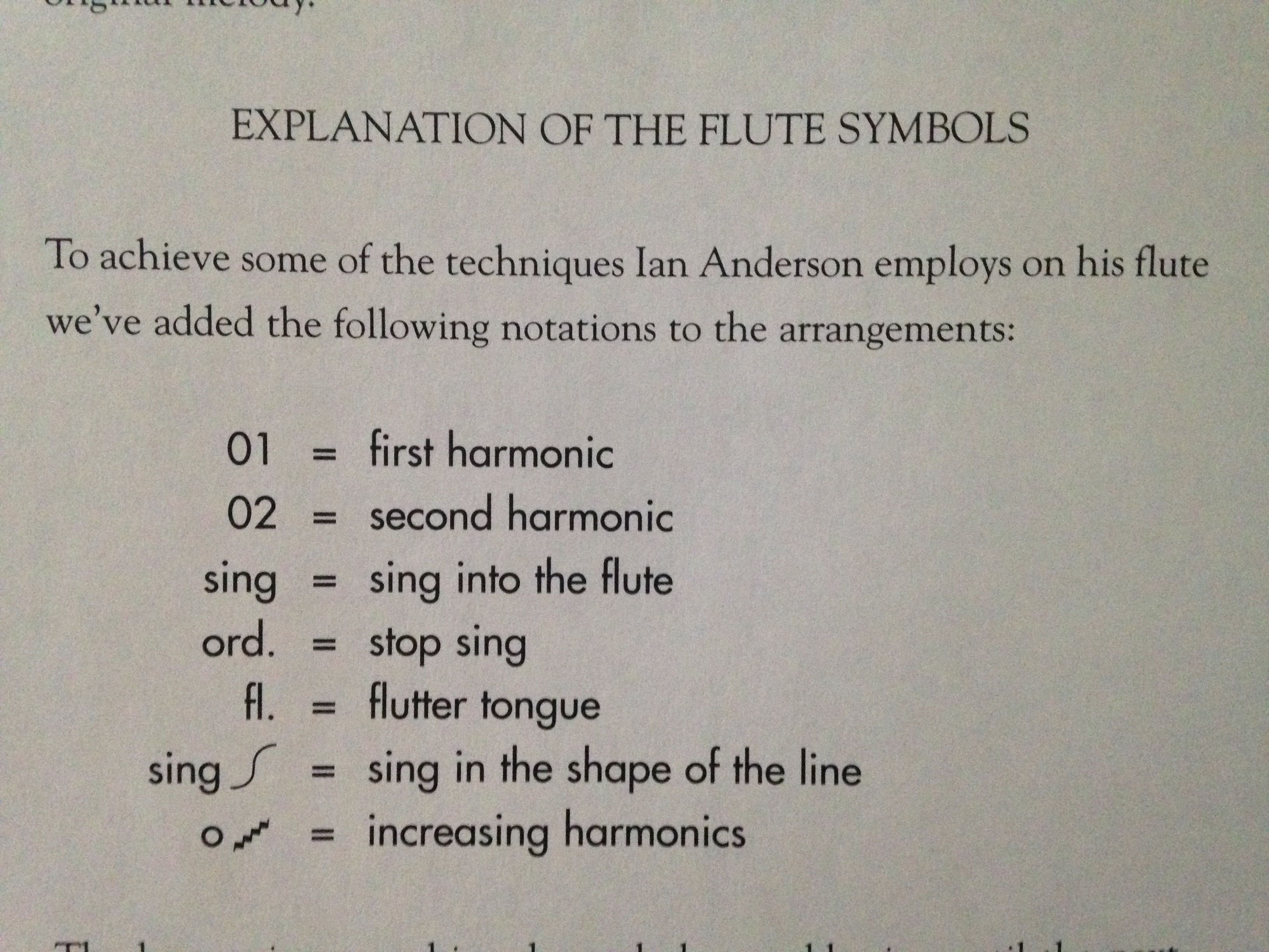 Figure 2 – Ian Anderson's custom flute symbols from 'Jethro Tull Flute Solos' 