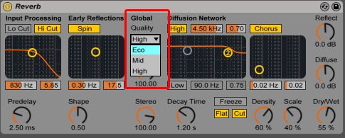 reverb global quality parameter