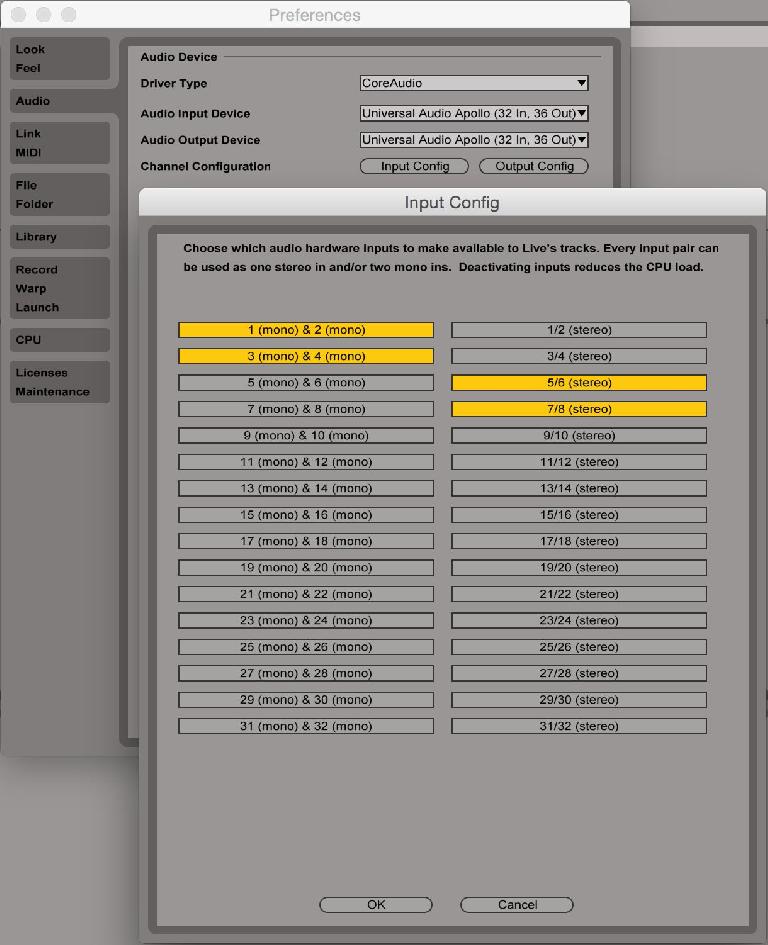 Input configuration