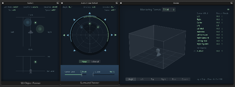 New Object Panner, Surround Panner and the Dolby Atmos plugin