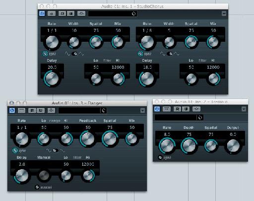 A selection of modulation effects in Cubase