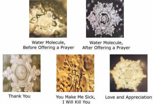 Figure 4 – A collection of Masaru Emoto's images with Intentions imprinted (http://naturewhispering.com/masaru-emoto-the-power-of-intention)