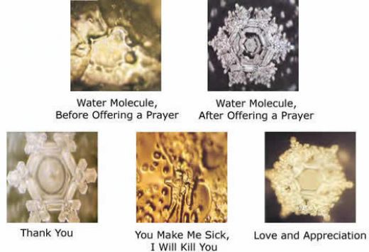 Figure 4 – A collection of Masaru Emoto’s images with Intentions imprinted (http://naturewhispering.com/masaru-emoto-the-power-of-intention)