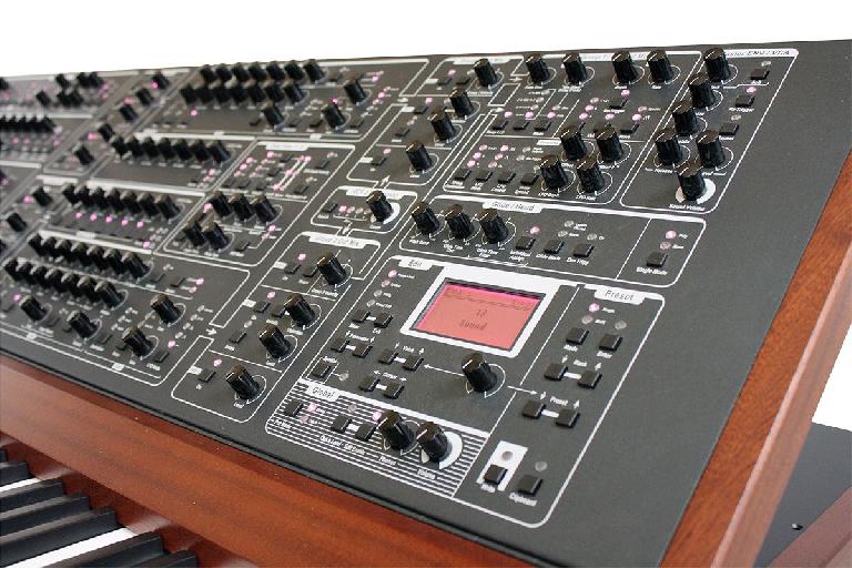 Close up: Schmidt Eightvoice Polyphonic Synthesizer.