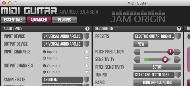 Jam Origin's MIDI Guitar