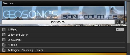 Geosonics Instrument Menu in Kontakt.