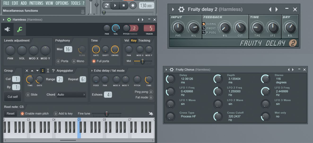 left) Fruity Loops screen shot (right) Spanner-based instrument