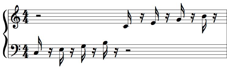 Figure 4: Bravura font, a simple adjustment to the Stem Length parameter clears space between the tips of flags and noteheads in down-stemmed notes.