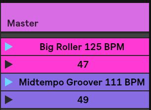 Color-coded scenes with BPM changes hard-wired