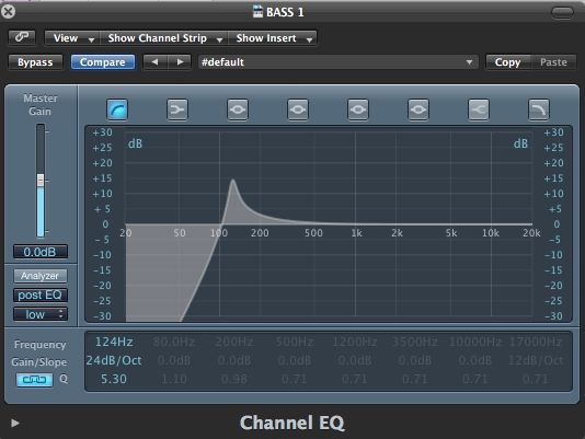 The Channel EQ Low Cut settings.