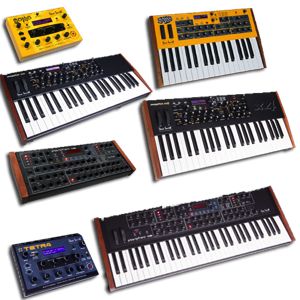 Stack of Dave Smith Instruments synths.