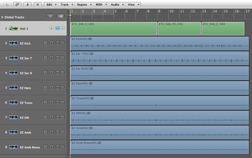 The MIDI Performance and audio tracks recorded separately!