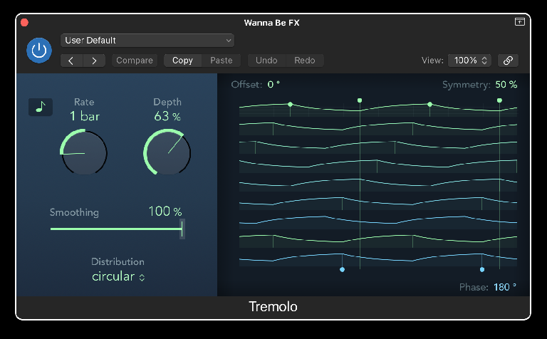 The new updated Tremolo plugin in Logic Pro 10.7