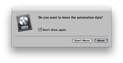 The warning dialog that pops up if you try to nudge a region that is on a track with any automation