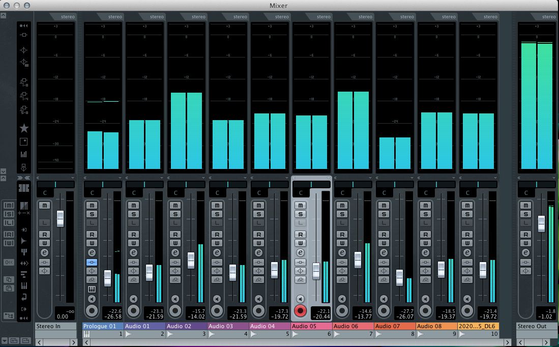 The large meter mode in Cubase 6's mixer.