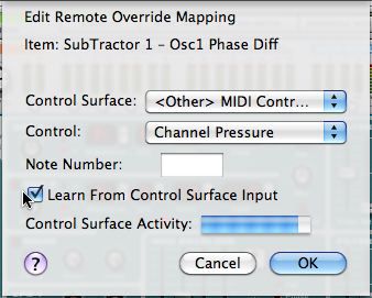 disable 'Learn from Control Surface Input...' 