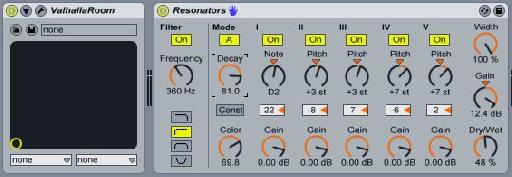 Placing Resonators after a long reverb tail is a great way to make thick, drone-style atmospheres. 