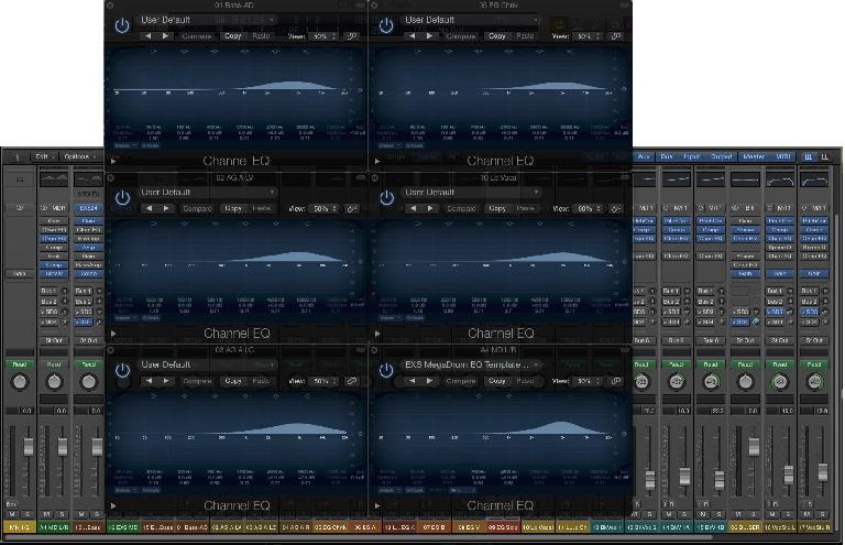 Fig 4 Too many tracks with similar EQ applied can build up, giving the mix an unpleasant edge in those frequency ranges.