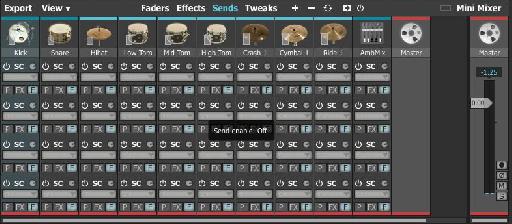 The new mixer is configurable and lets you submix your kit in great detail.