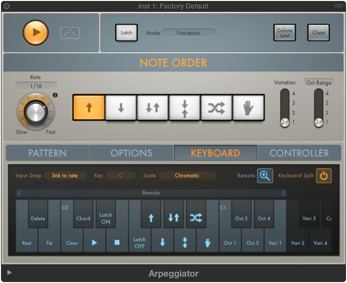 Remote control? You read that right! You can now easily control the Arpeggiator's functions with your MIDI keyboard.