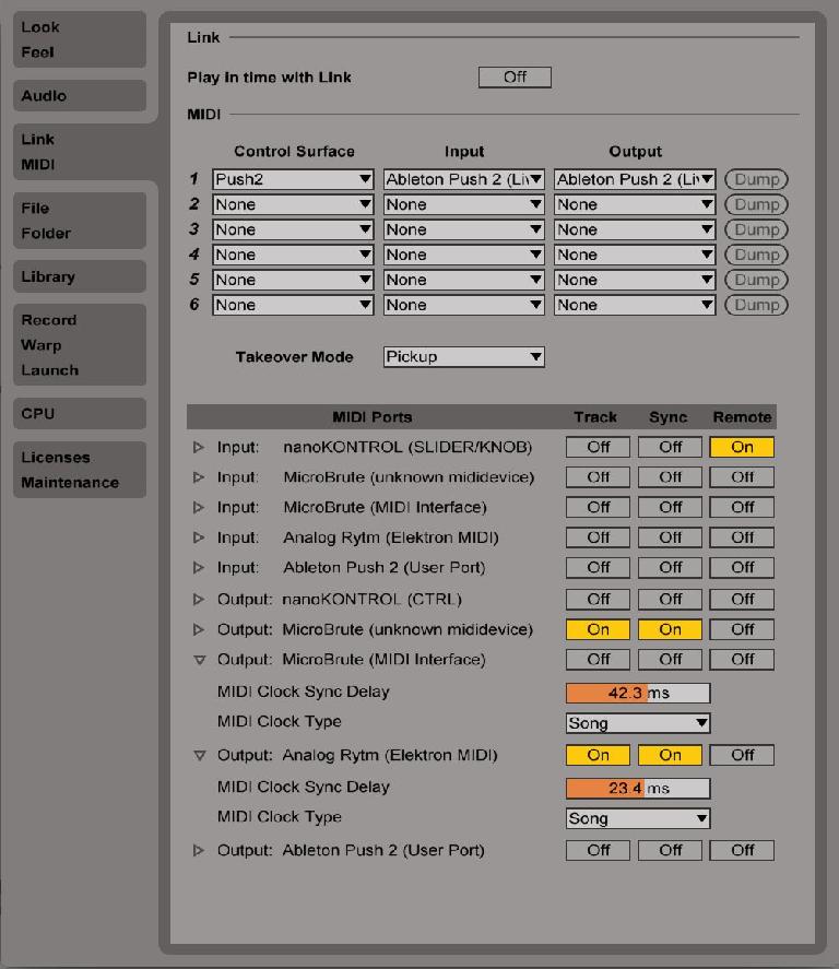 MIDI preferences.