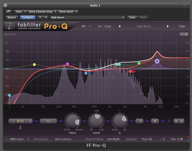 Highly complex EQ set ups can be created using the Pro Q