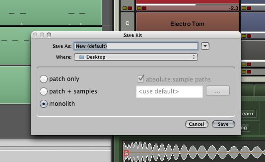 The Monolith mode bundles all used samples in one file