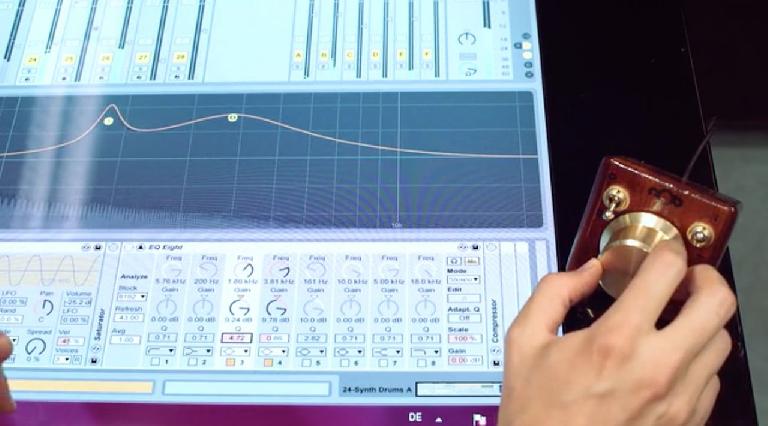 nOb being used to control Ableton Live on a giant touch-screen display.