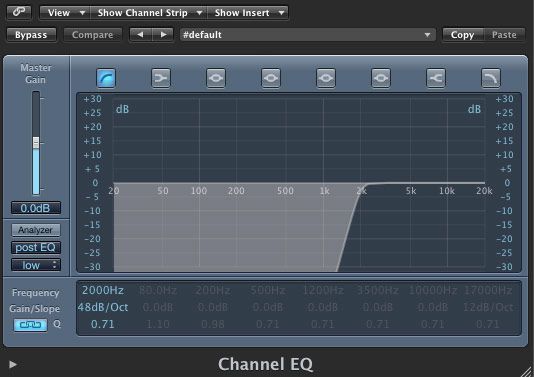 High Pass Eq settings