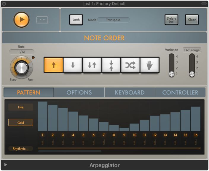 The Arpeggiator allows you to build virtually any kind of pattern you can imagine.