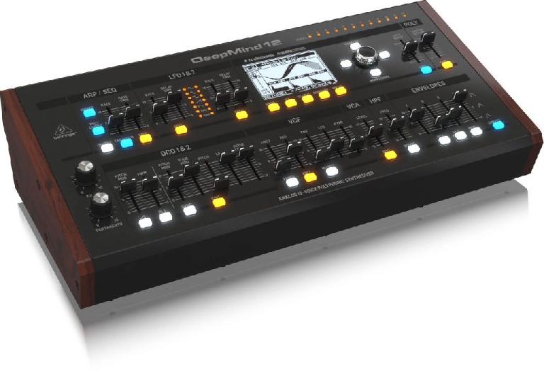 Mock up of the Behringer DeepMind 12 desktop analog synthesizer.