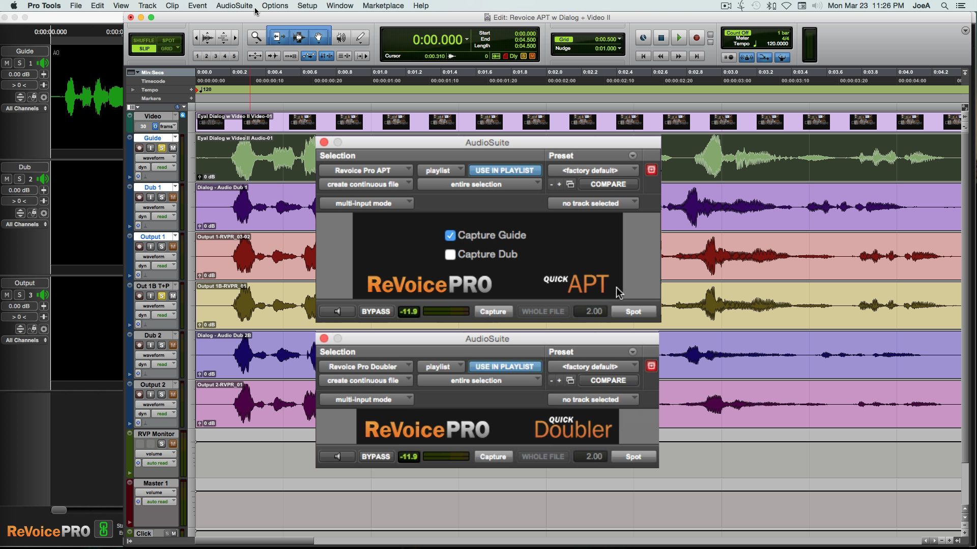 Fig 5 The Quick APT & Quick Doubler AudioSuite plug-ins (for Pro Tools) let you use Revoice's tools without leaving the DAW.
