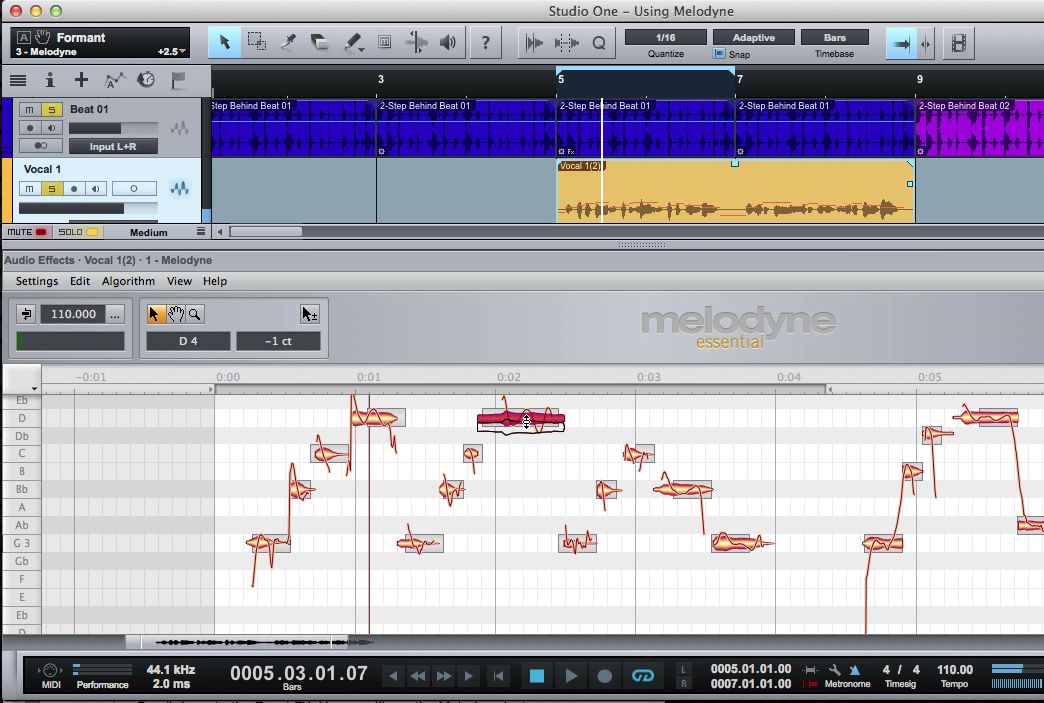 Melodyne Integration in PreSonus Studio One