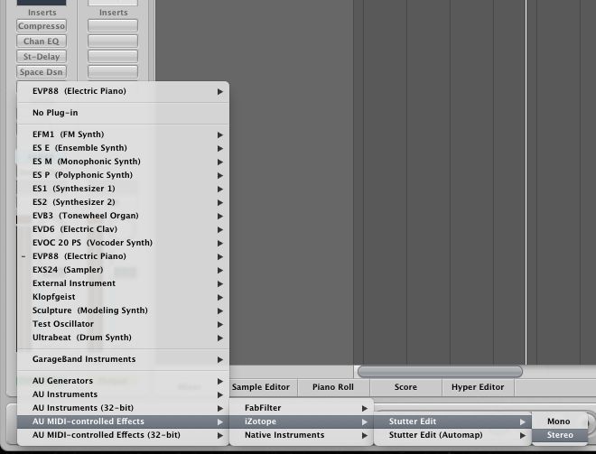 Creating a new Stutter edit instrument in Logic Pro 9