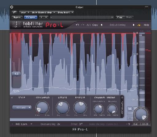 The Fabfilter Pro L limiter in action