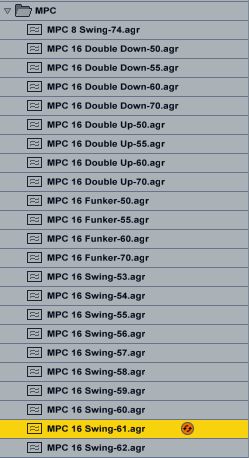 Live's MPC groove templates