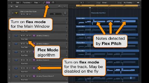 Getting Flex Pitch going in the Main Window of Logic X.