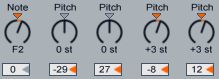 Each resonator is tuned relative to the first which makes it easy to tune them all to a different key.