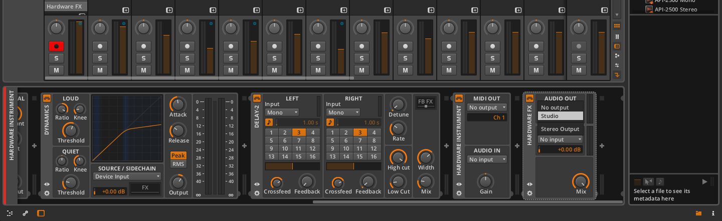 Bitwig Studio plays nicely with external gear.