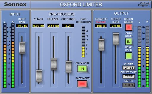 The Sonnox Limiter is an established mastering limiter.