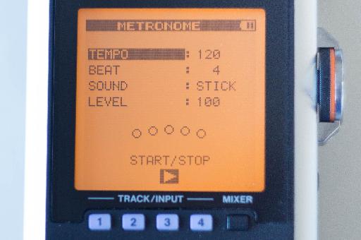 The DR-44WL has an onboard metronome with some really useful features like time signatures and a choice of three sounds but it can’t actually be used while you record which is a massive drawback. I worked around this by running another musical app on my phone, so I could listen to a click on headphones while I record from the DR-44WL.