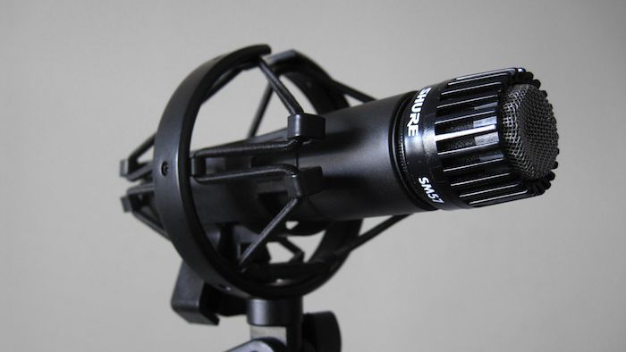 Figure 1. The Shure SM57 mounted in an On Stage MY420 shock mount.