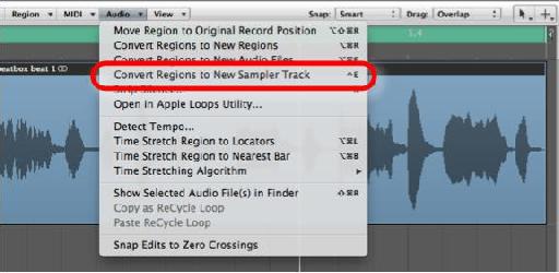 logic x pro conver to sampler track