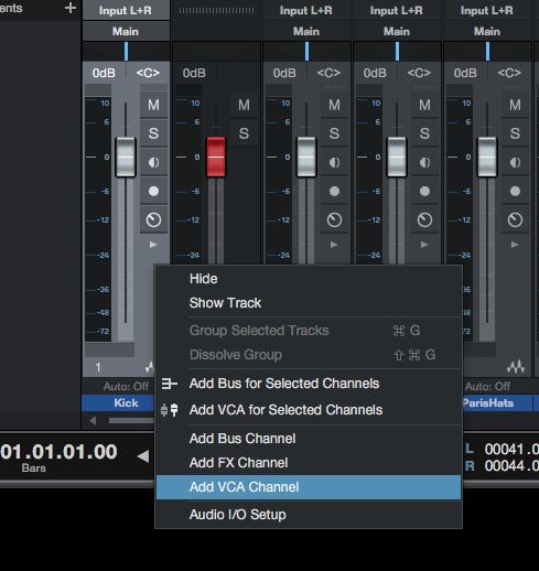 Setting Up and Using VCAs in PreSonus Studio One : 