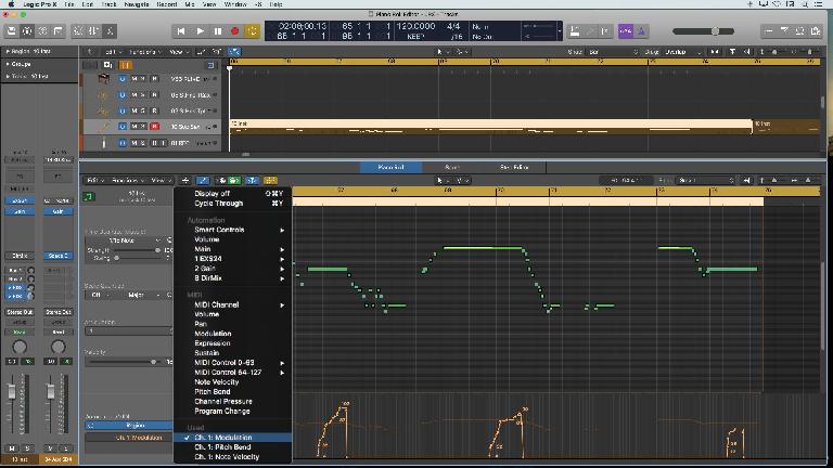 The MIDI controller/Automation lane in the Piano Roll Editor
