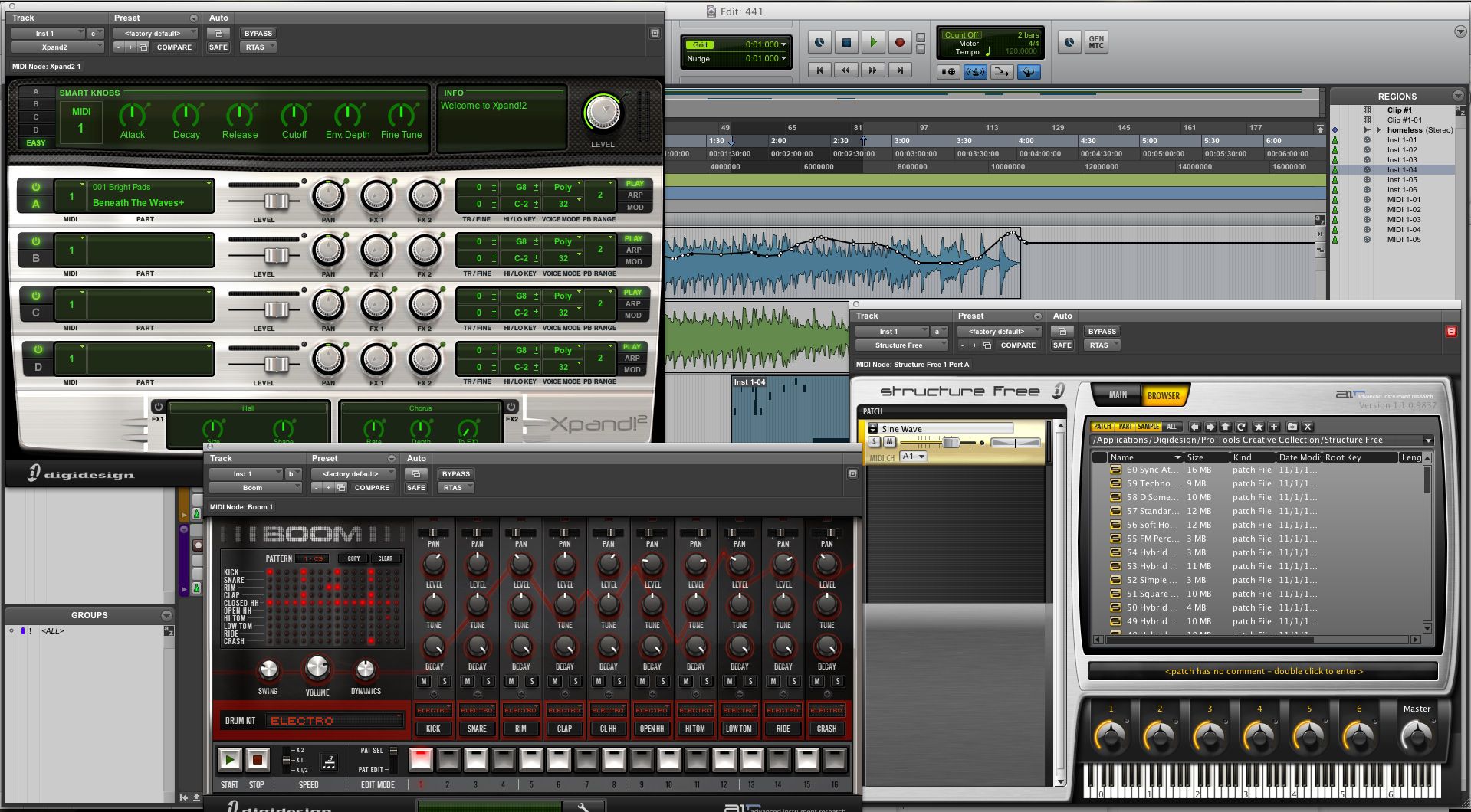 Instruments and effects in Pro Tools 9