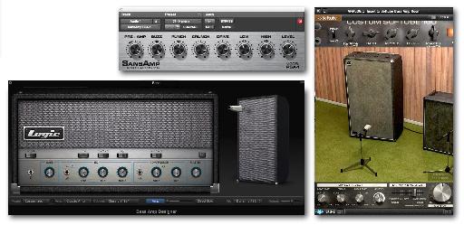 Fig 5 Some plug-ins for bass: Pro Tools’ SansAmp emulation; Logic’s B.A.D.; Softube’s Bass Amp Room.